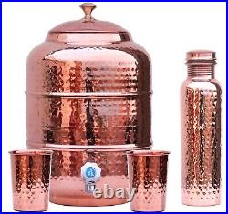 Pure copper drinkware water dispenser Pot water container tank 2 glass 1 bottle