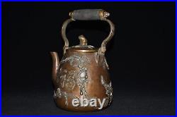 Pure copper imitation purple copper wooden handle wine pot ornament