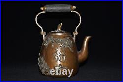 Pure copper imitation purple copper wooden handle wine pot ornament