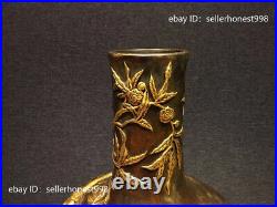 Royal Old Pure Copper 24K Gold Longevity Peach trees Palace Pot Bottle Vase