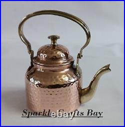 Traditional Pure Copper Tea Kettle Pot For Serveware 1000 Ml Inside Tin Lining