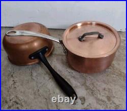 Two Vtg BEKA Marco Pierre White Copper Sauce Pans with Lid