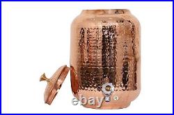 Vessel Storage Pot Container Tank Copper Hammered Gift Set Pure Copper with 2 G